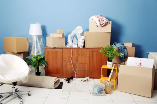 Carefully packed student belongings for a Hampstead move