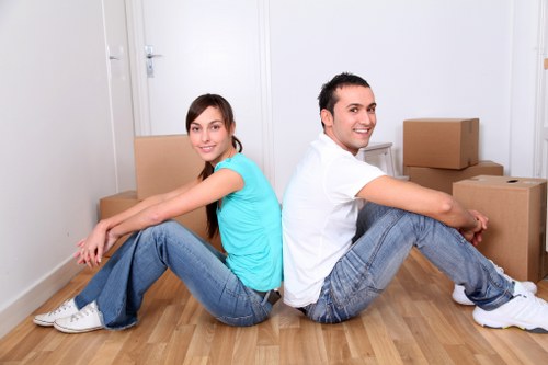 Furniture and boxes ready for a fast removals service in Hampstead