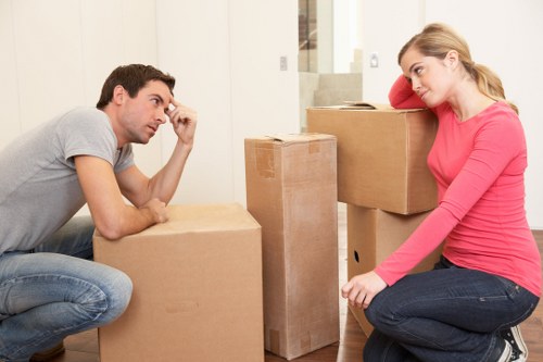 Professional Hampstead moving service transporting boxes and furniture