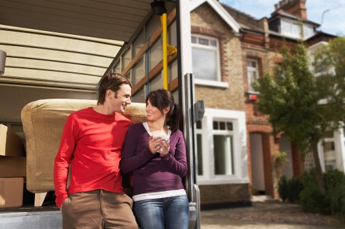 Local moving van parked near Hampstead homes